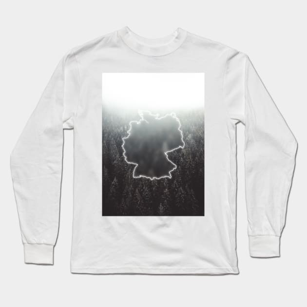 Germany Country Map | Luminous Landscapes Long Sleeve T-Shirt by Visitify